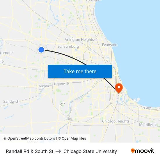 Randall Rd & South St to Chicago State University map
