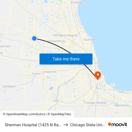Sherman Hospital (1425 N Randall Rd) to Chicago State University map
