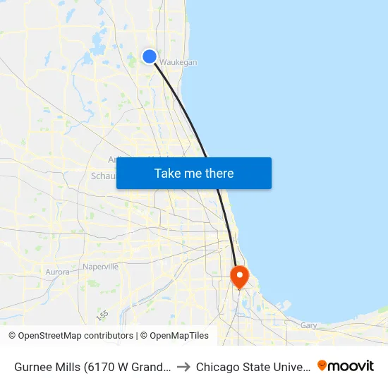Gurnee Mills (6170 W Grand Ave) to Chicago State University map
