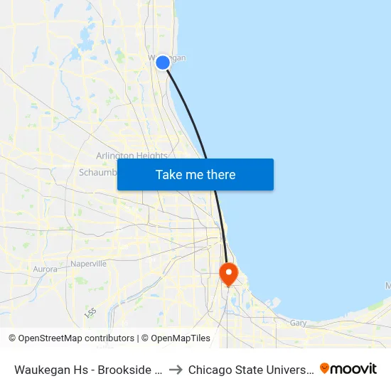 Waukegan Hs - Brookside #1 to Chicago State University map