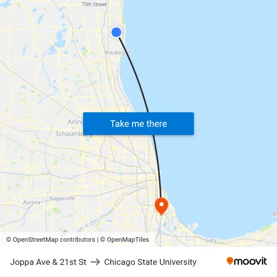 Joppa Ave & 21st St to Chicago State University map