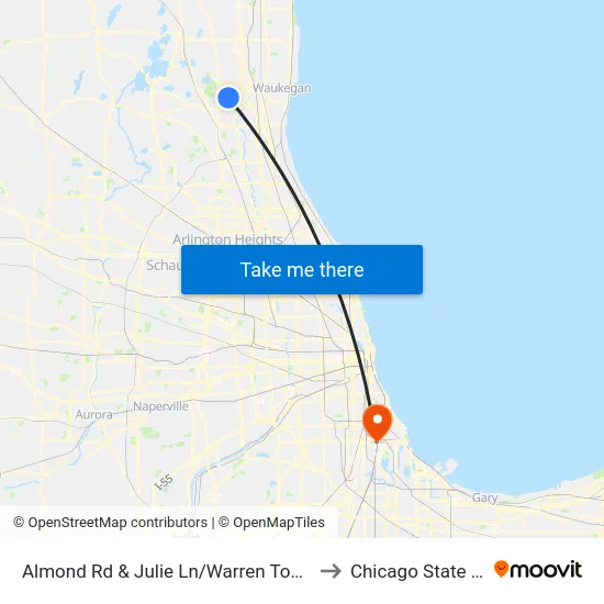 Almond Rd & Julie Ln/Warren Township High School to Chicago State University map