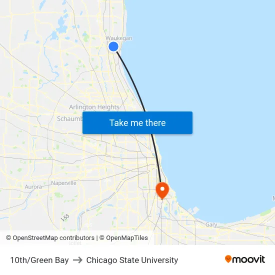 10th/Green Bay to Chicago State University map