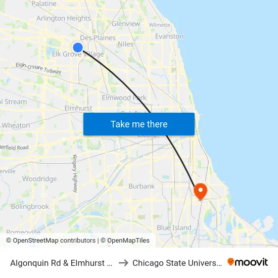 Algonquin Rd & Elmhurst Rd to Chicago State University map