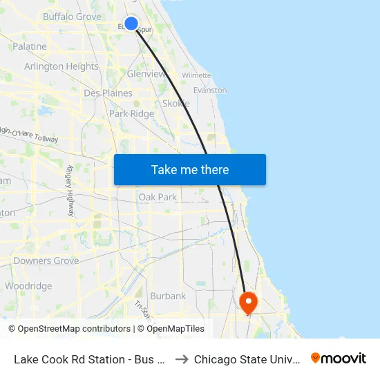 Lake Cook Rd Station - Bus Stop A to Chicago State University map