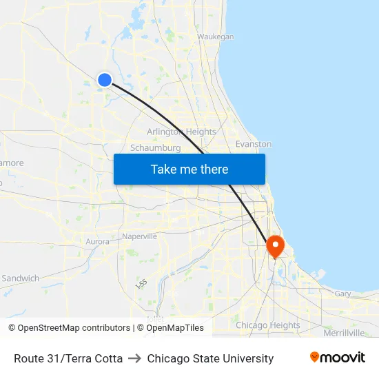 Route 31/Terra Cotta to Chicago State University map