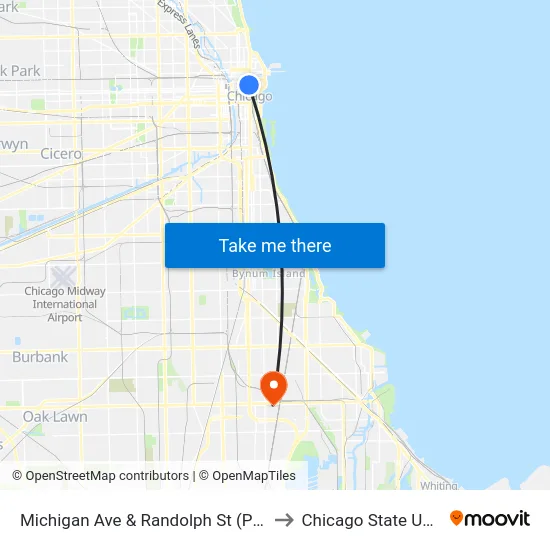 Michigan Ave & Randolph St (Pick Up Only) to Chicago State University map