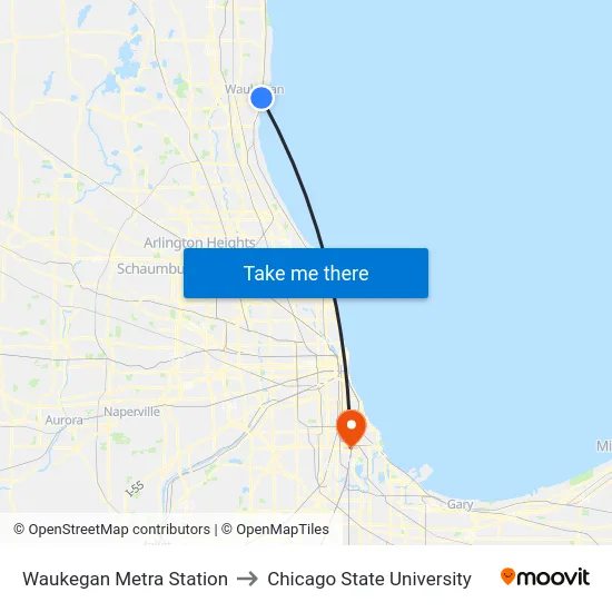 Waukegan Metra Station to Chicago State University map