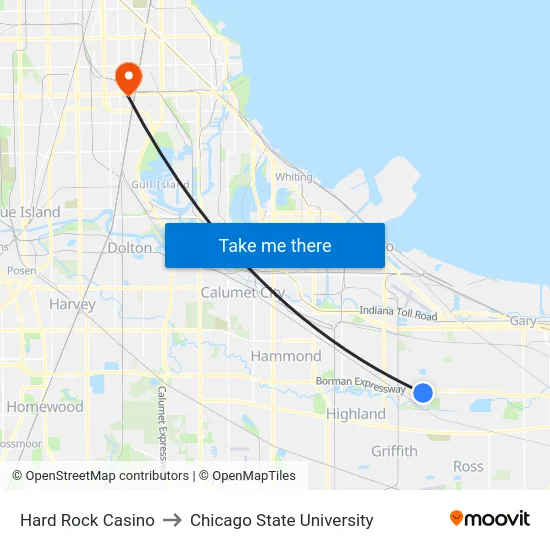 Hard Rock Casino to Chicago State University map