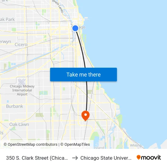 350 S. Clark Street (Chicago) to Chicago State University map