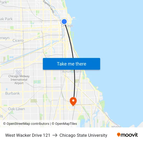 West Wacker Drive 121 to Chicago State University map