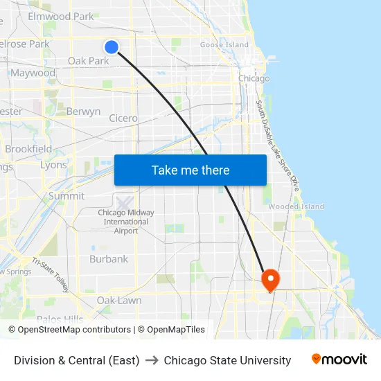 Division & Central (East) to Chicago State University map
