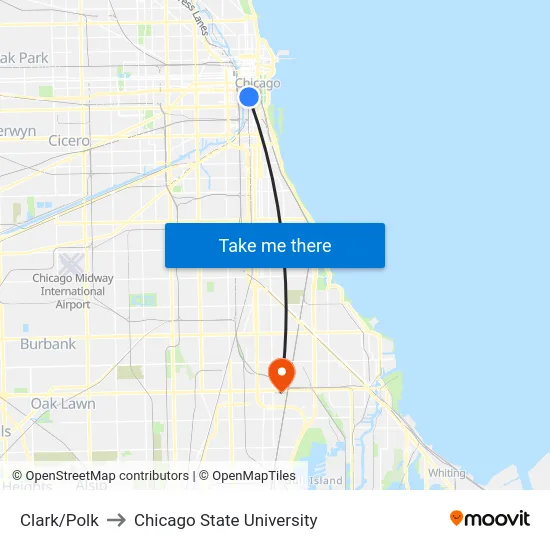 Clark/Polk to Chicago State University map