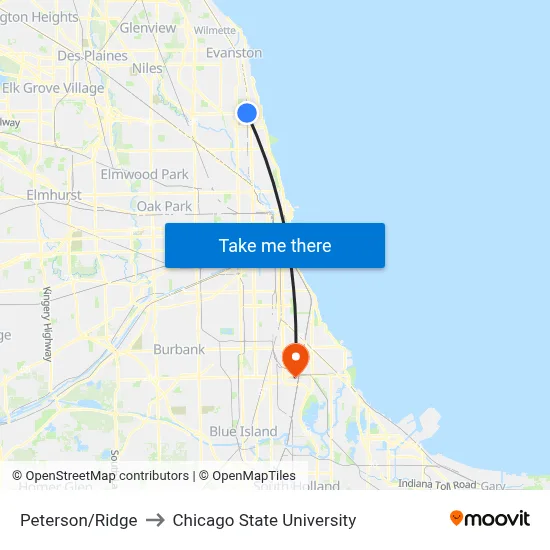 Peterson/Ridge to Chicago State University map