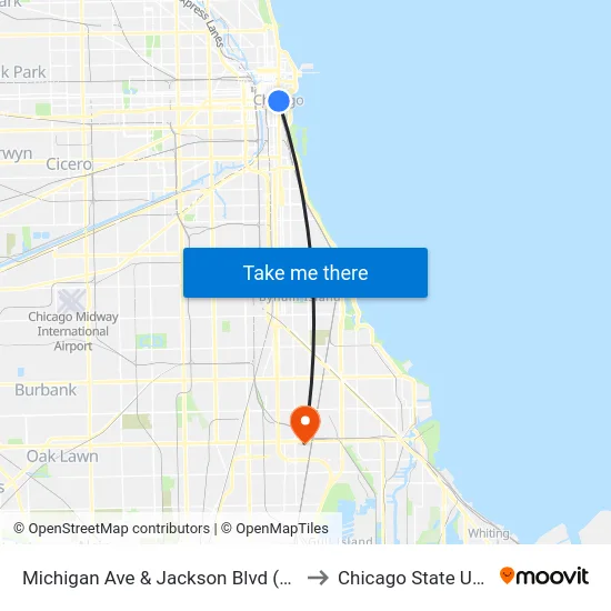 Michigan Ave & Jackson Blvd (Pick Up Only) to Chicago State University map