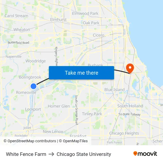 White Fence Farm to Chicago State University map