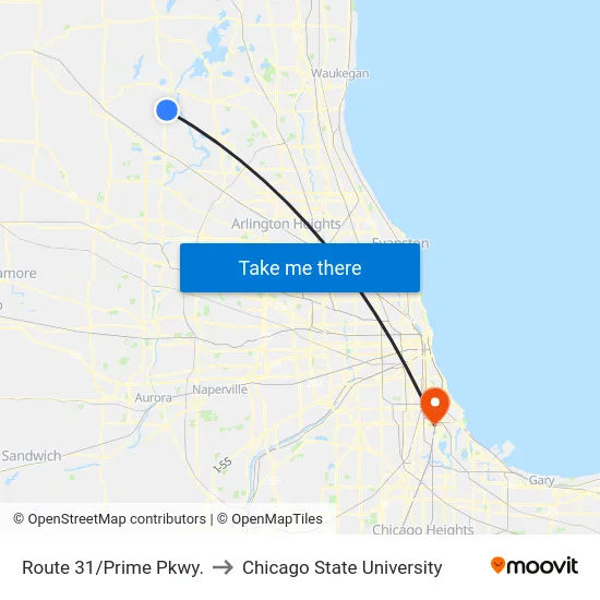 Route 31/Prime Pkwy. to Chicago State University map