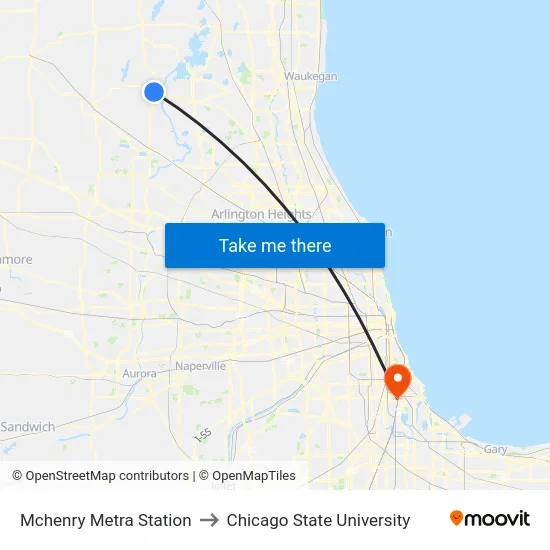 Mchenry Metra Station to Chicago State University map