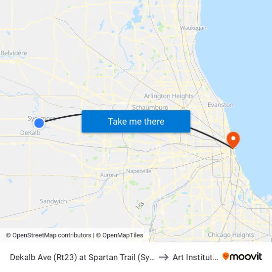 Dekalb Ave (Rt23) at Spartan Trail (Sycamore High School) - Nb Stop #356 to Art Institute Of Chicago map