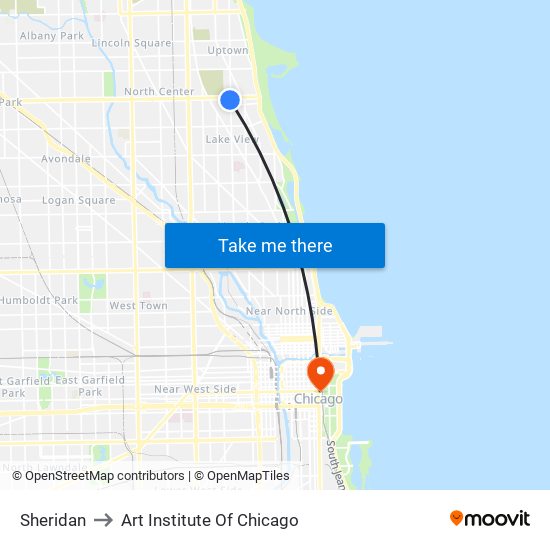 Sheridan to Art Institute Of Chicago map