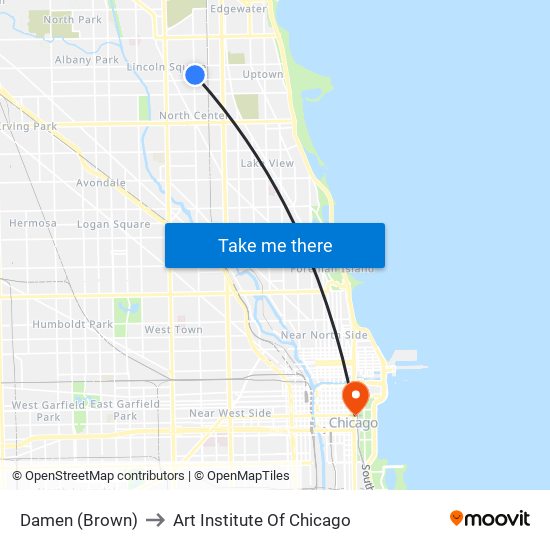 Damen (Brown) to Art Institute Of Chicago map