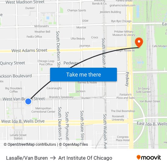 Lasalle/Van Buren to Art Institute Of Chicago map