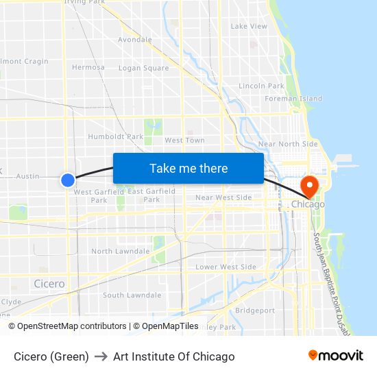 Cicero (Green) to Art Institute Of Chicago map