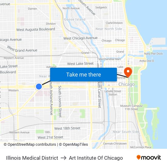 Illinois Medical District to Art Institute Of Chicago map