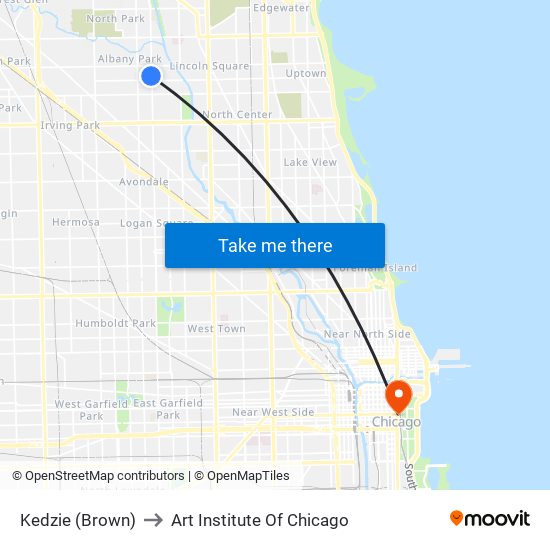 Kedzie (Brown) to Art Institute Of Chicago map