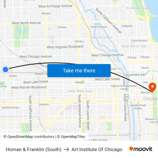 Homan & Franklin (South) to Art Institute Of Chicago map
