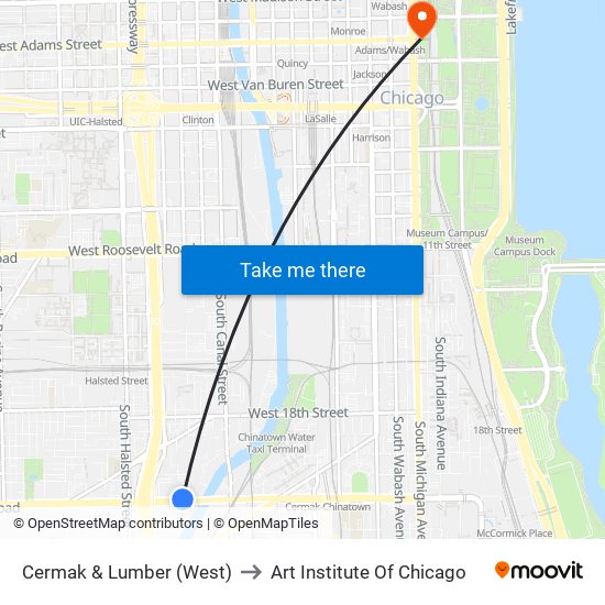 Cermak & Lumber (West) to Art Institute Of Chicago map