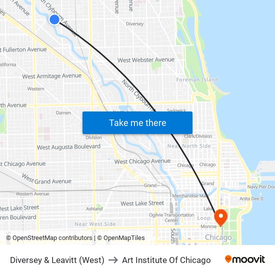 Diversey & Leavitt (West) to Art Institute Of Chicago map