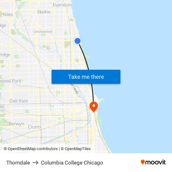 Thorndale to Columbia College Chicago map