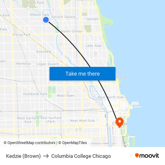 Kedzie (Brown) to Columbia College Chicago map