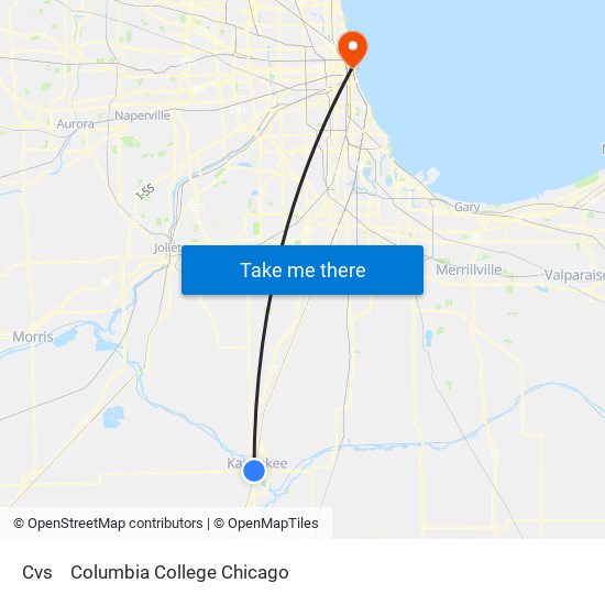 Cvs to Columbia College Chicago map