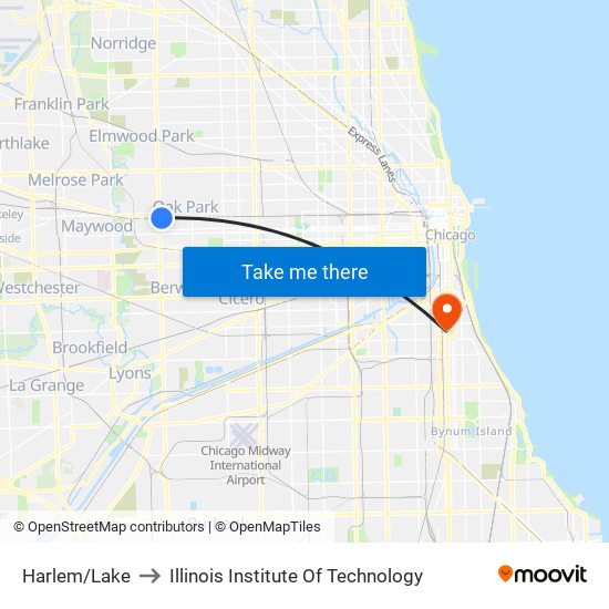 Harlem/Lake to Illinois Institute Of Technology map