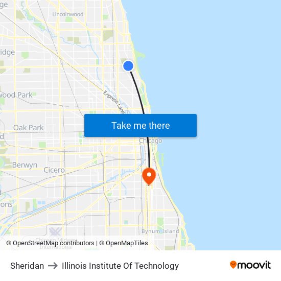 Sheridan to Illinois Institute Of Technology map