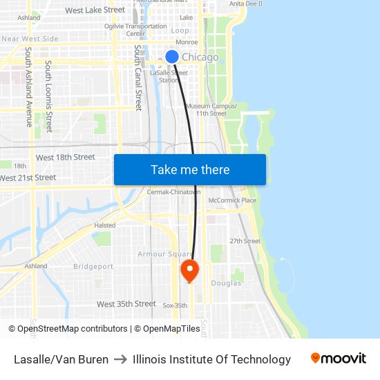 Lasalle/Van Buren to Illinois Institute Of Technology map