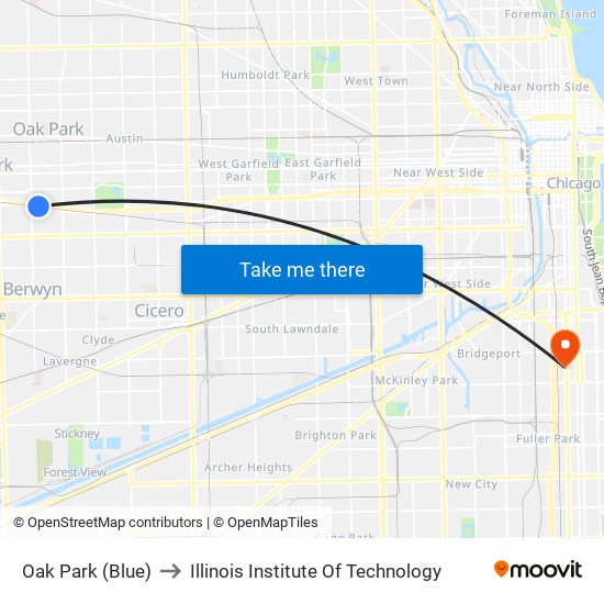 Oak Park (Blue) to Illinois Institute Of Technology map
