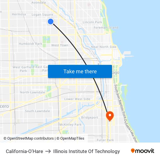 California-O'Hare to Illinois Institute Of Technology map