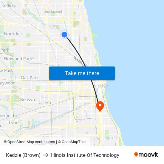 Kedzie (Brown) to Illinois Institute Of Technology map