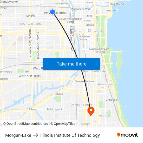 Morgan-Lake to Illinois Institute Of Technology map