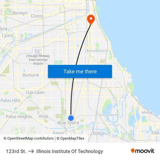 123rd St. to Illinois Institute Of Technology map