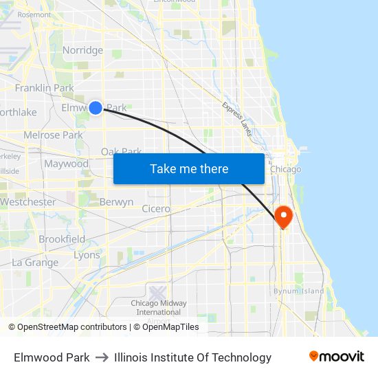 Elmwood Park to Illinois Institute Of Technology map