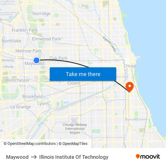 Maywood to Illinois Institute Of Technology map