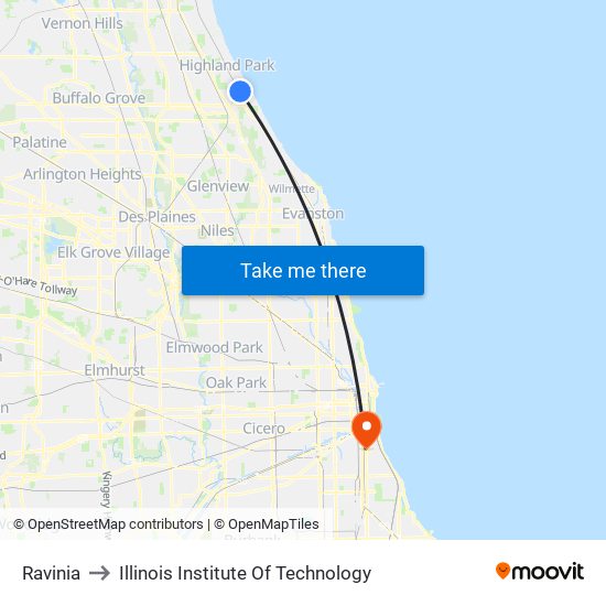 Ravinia to Illinois Institute Of Technology map