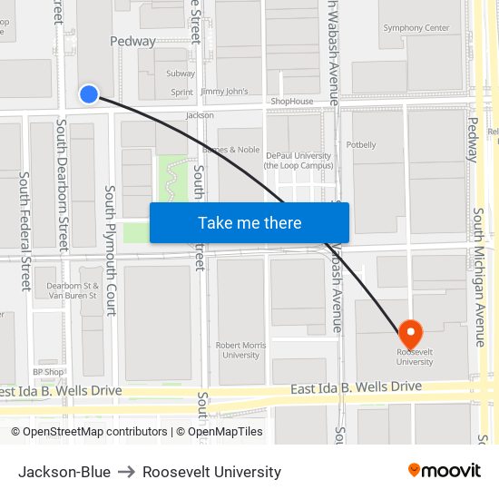 Jackson-Blue to Roosevelt University map