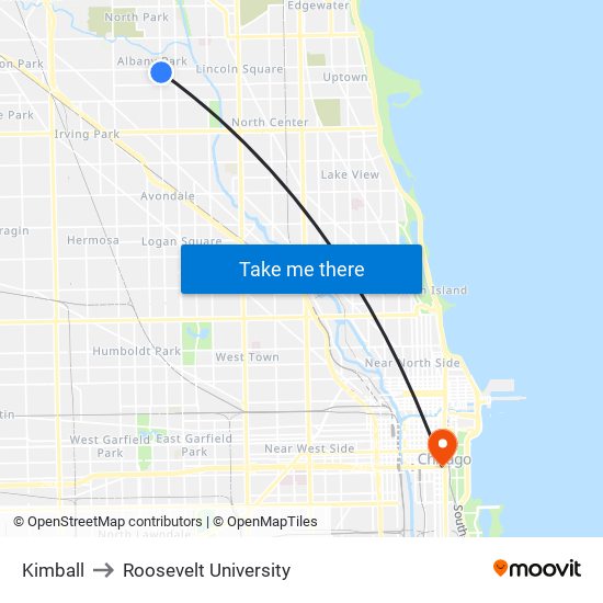 Kimball to Roosevelt University map