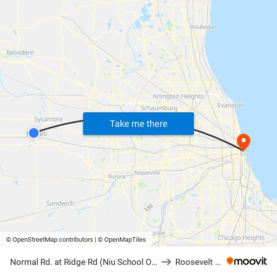 Normal Rd. at Ridge Rd (Niu School Of Nursing) - Nb Stop #499 to Roosevelt University map