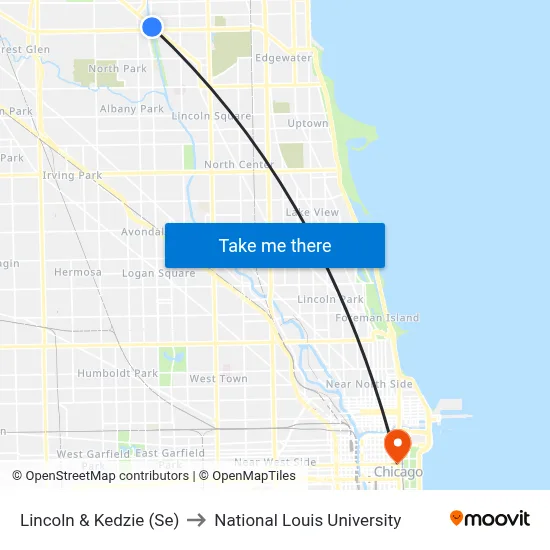 Lincoln & Kedzie (Se) to National Louis University map